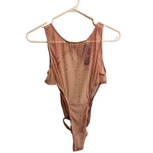 LA SENZA Sexy Mesh Thong Bodysuit With Crystals Women’s US Size M